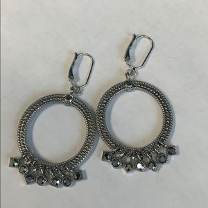 Jeweled circle hanging earrings